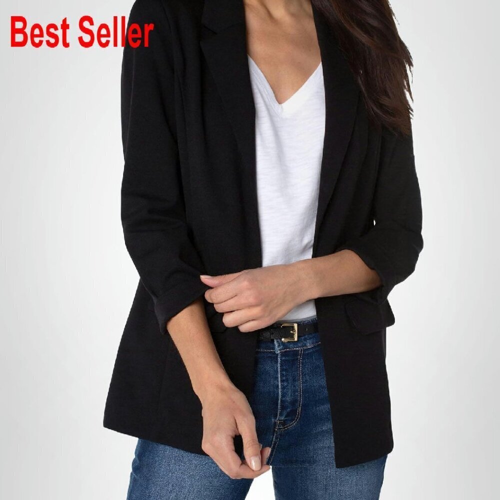 Super Stretch Ponte Blazer Boyfriend Fit Chic Minimal Workwear Elegant